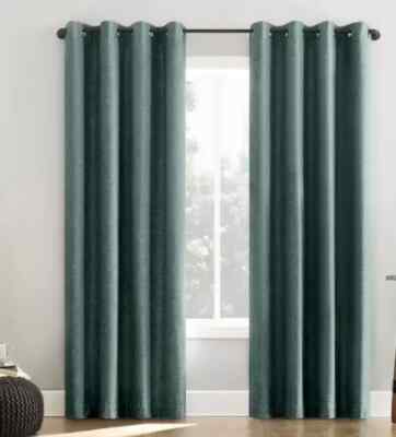 Sun Zero Grommet Top Single Curtain Panels 100 in x 96 in 1 Pair Blue Green-image