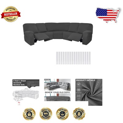 Non-Slip 7-Pc Stretch Velvet L-Shaped Recliner Sofa Cover Set – Machine Washable-image