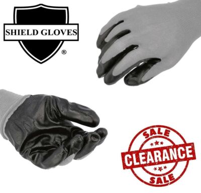 24 Pairs, Grey Dipped Gloves Nitrile, Nylon Industrial Work Gloves, Large-image