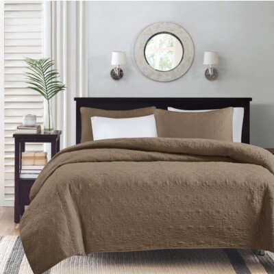 Madison Park Quebec Cotton Reversible Quilt Set King/Cali King - Mocha-image
