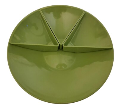 Avocado Green Large Serving Bowl With 3 Removable Compartments 14