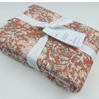 Pottery Barn EURO Sloan Voile Reversible Cotton Sham Terracotta Floral - NWT-image