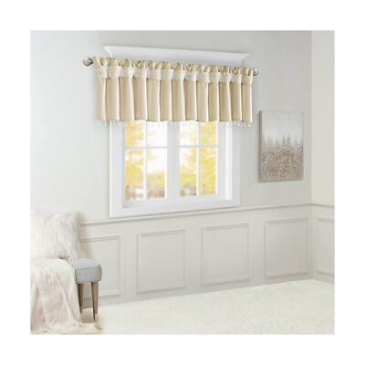 Madison Park Lillian Faux Silk Twisted Tab Valance with Beads 26