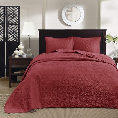 Madison Park King  Reversible Quilt Set Damask Design, Double Sided Stitching A-image