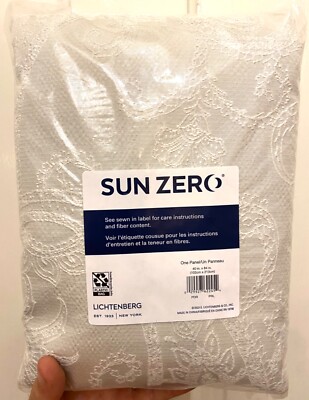 New Sun Zero Gray White Embroidered Curtain Lichtenberg One Panel 40 x 84 NICE!!-image