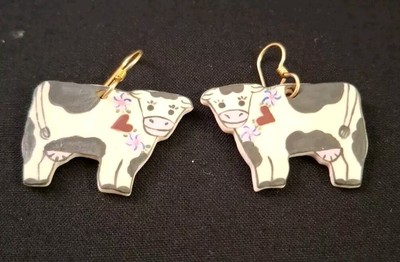 Art Studio Ceramic Holstein Cow Earrings 1