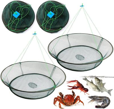 Fishing Bait Trap Crab Net Crawdad Shrimp Cast Dip Cage Fish Minnow Foldable NEW-image