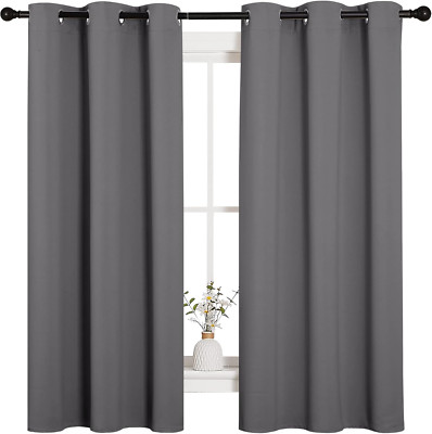 Thermal Insulated Grommet Blackout Curtains for Bedroom (2 Panels, W42 X L63 -In-image