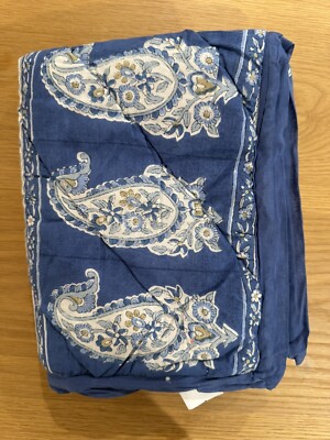 Pottery Barn Regan Handcrafted Reversible STANDARD Blue Sham (1) NWOT OB Read-image