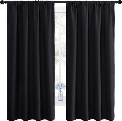 Halloween Black Blackout Curtain Blinds - Solid Thermal Insulated Window Treatme-image