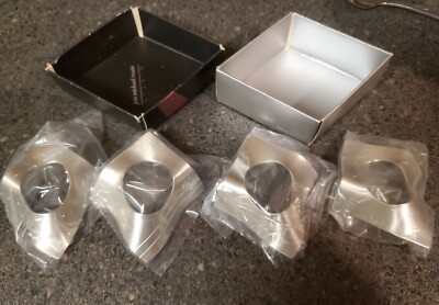 John Michael Route Studio Napkin Holders Modern Contemporary Pewter Set of 4-image