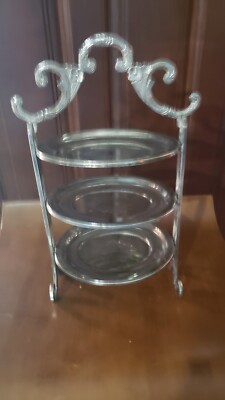 Vintage Ewardian 3 Tier Style Cake Stand Silver Mid Century Collection Decorator-image