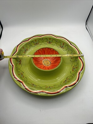 Pier 1 Mexicali Chip & Dip Bowl One Piece Large Server Mexican Fiesta Party Dish-image