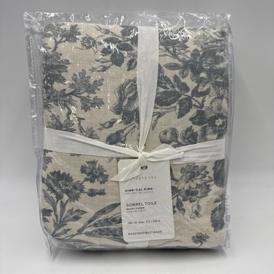 Pottery Barn Sorrel Toile Duvet Cover Steel Blue, King Size /#R4B1A-image