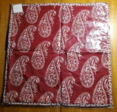 Pottery Barn Asbury Red Paisley Block-Style Printed Reversible 22