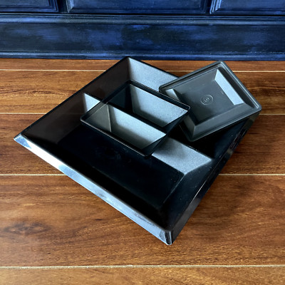 Vintage Black Tupperware ChIp/Veggie/Fruit Serving Tray with Dip Bowl and Lid!-image