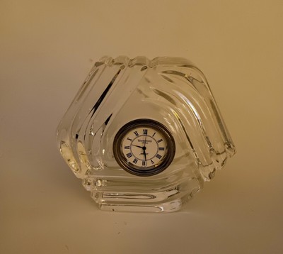 Waterford Crystal Clock Lead Crystal  Thick Heavy hexagon Shaped 4x4-image