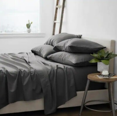 6 PC Bed Sheet Set ienjoy Home Collection Ultra-Soft GRAY KING Bed 16