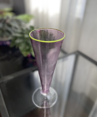 Nicholas Kekic Studio Glass Trumpet Shaped Vase Lavender & Lime Green-image