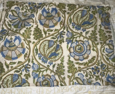 pottery barn cotton floral single standard pillow sham  good condition  greens-image