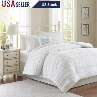 2-in-1 Duvet Set Shabby Chic Microfiber Quilted Covers Decorative Pillow Shams-image