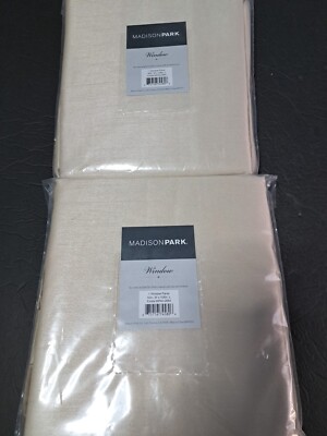 2 Pc Madison Park Emilia Twist Tab Panel Window Curtains 50 x 108 IvoryChampaign-image