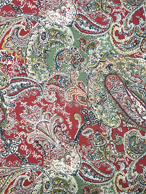 Pottery Barn Caesarea Duvet Cover Full/Queen Red Green Paisley Boho 100% Cotton-image