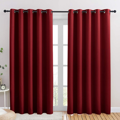 Christmas Burgundy Bedroom Curtains Blackout Draperies, Home Decorations Thermal-image