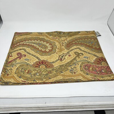 Pottery Barn 14x17 Paisley Placemats Set Of 4 Gold Red Brown Cotton-image