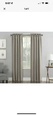 Sun Zero Lichtenberg Black Out TWO Panels Silver Grommet 52” X 63” New-image