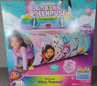 New Dreamworks Gabby's Dollhouse Deluxe Pop & Play Cat Shaped Tunnel 5 Ft. Long-image
