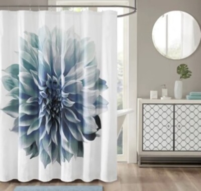 Madison Park 200Tc Cotton Percale Shower Curtain In Aqua Finish MP70-4800-image