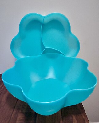 Vintage TUPPERWARE Chip N Dip Bowl 1.5 Gal #4624A-1 Large USA Made Green-image