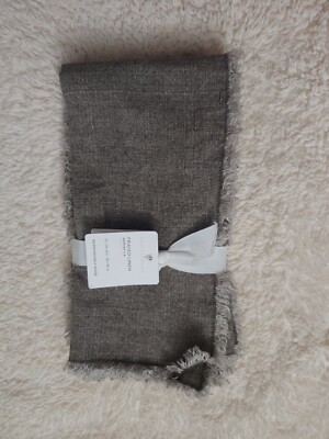 pottery barn Frayed Oversized Linen Napkins set of 4 new original $56 mocha-image
