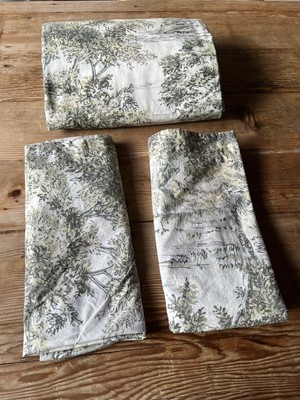 POTTERY BARN HYDE PARK TOILE GREEN KING/CAL KING ORGANIC DUVET COVER-image