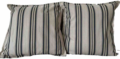 Pottery Barn Morrison Stripe Cover Shams Size 20” Set Lot 2 Square Green Cotton-image