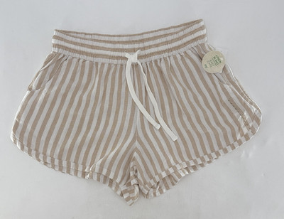 NWT DIP Linen Blend Elastic Waist Pull On Striped Shorts Sz L Pockets Beach Boho-image