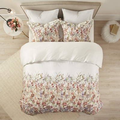 100% Cotton Duvet Floral Watercolor Print, All Season Comforter Cover Modern ...-image