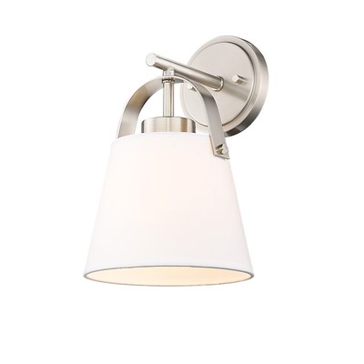 Z-Lite Z-Studio Linen Pendant 1 Light Wall Sconce, Nickel/Ivory - 743-1S-BN-image