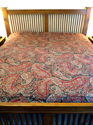 Pottery Barn Carrie Paisley Full/Queen Duvet Cotton/Linen Blend Brown Red Floral-image