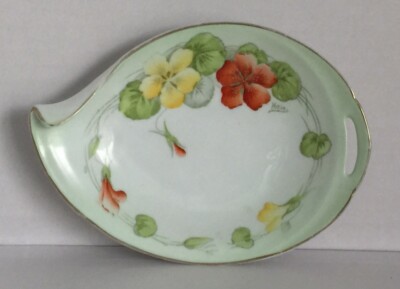 Vintage Germany PT Bavaria Floral Signed Studio Hand Painted Dish-image