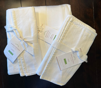 Pottery Barn Organic Cotton Twill F/ Queen Duvet , 2 Std Shams White NWT-image