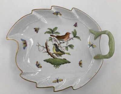 Herend Rothschild Bird leaf shaped dish-image