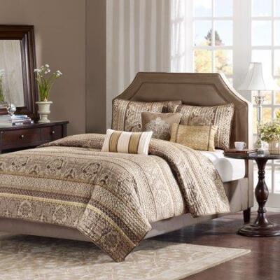 Madison Park Brown Jacquard Polyester 5-Pc Bellagio King/Cal King Coverlet Sets-image