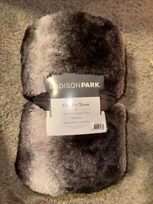 Madison Park Zuri Oversized Faux Fur Throw - brown - marbeled 60