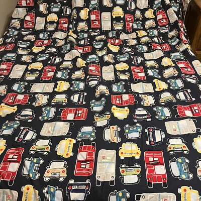 Pottery Barn Kids Full Queen Duvet Cover Transpiration Cars Taxis Buses -image