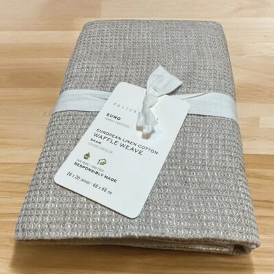 Pottery Barn EURO Sham Belgian Flax European Linen Waffle Weave Color: Flax NEW-image