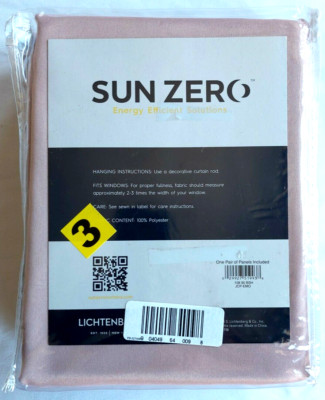 Sun Zero Blush Rod-Pocket Room Darkening Pair Panels 108