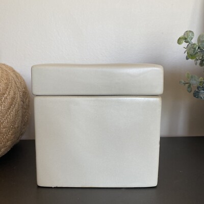 Studio McGee Threshold Carved Ceramic Box 5” by 5” Stoneware New-image