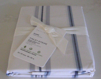 POTTERY BARN FINLEY STRIPE EURO SHAM 100% COTTON 26 X 26 INCHES  NEW WITH TAGS-image